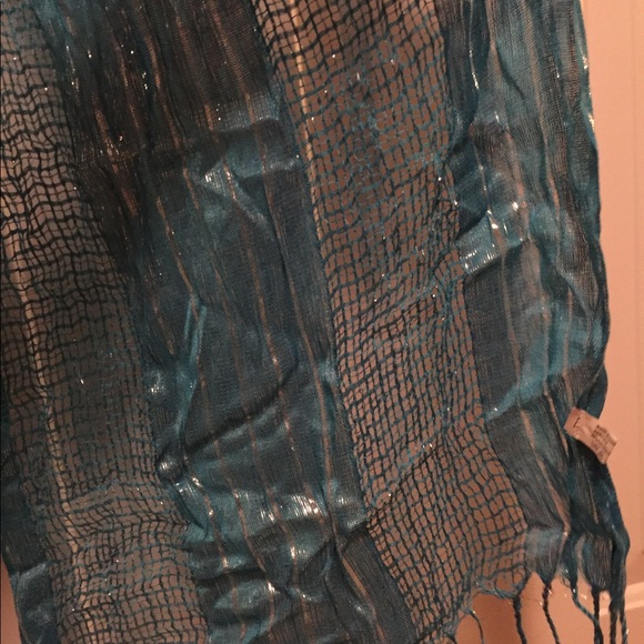 Scarf aqua blue and silver - Picture 3 of 6